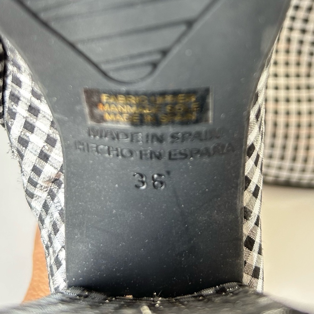 Anthropologie Metallic Check Pointed Toe Ankle Boot Silver Black Block Heel 36 - Picture 11 of 11